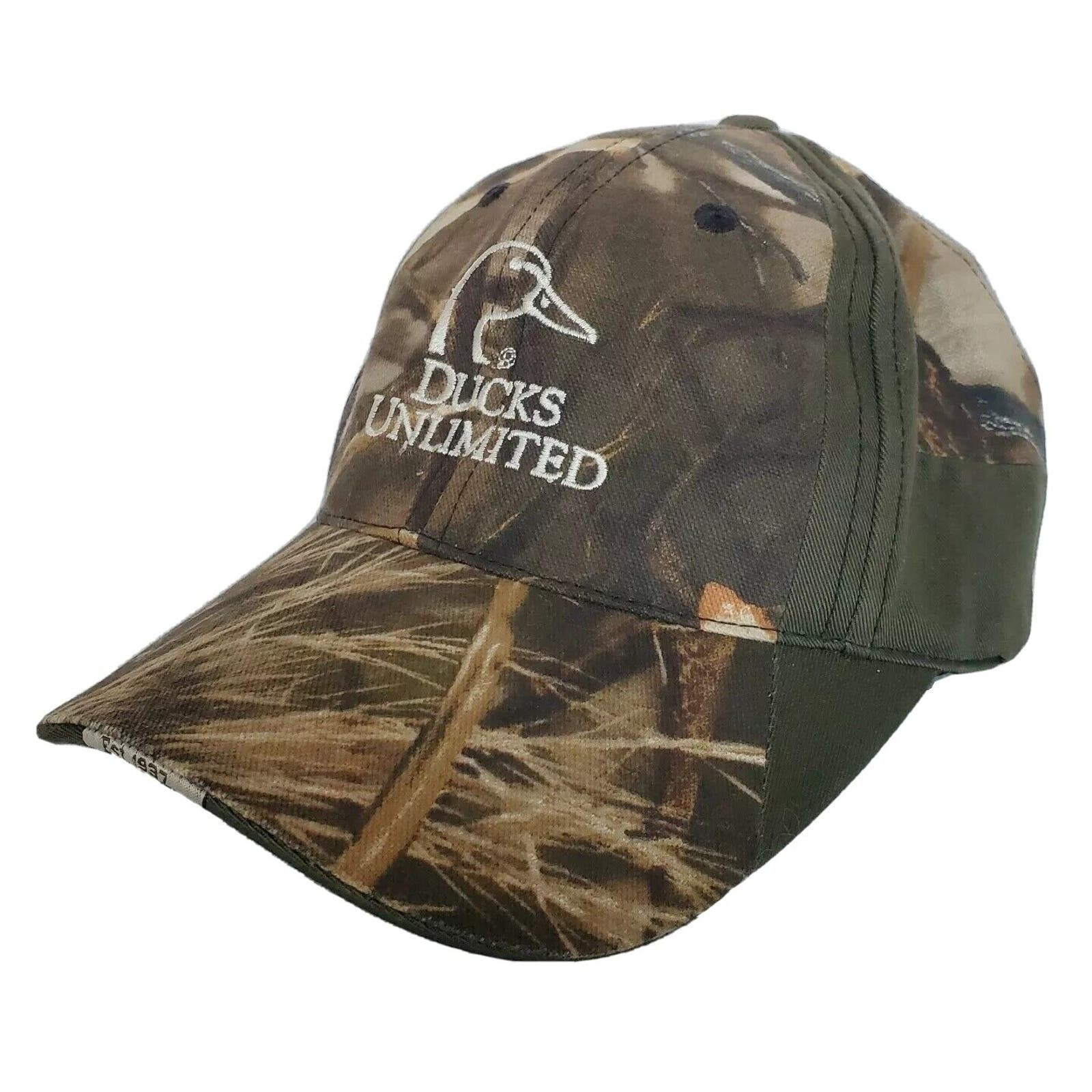 Ducks Unlimited Du Strapback Hat Embroidered Hunting Camo Cap By Signatures